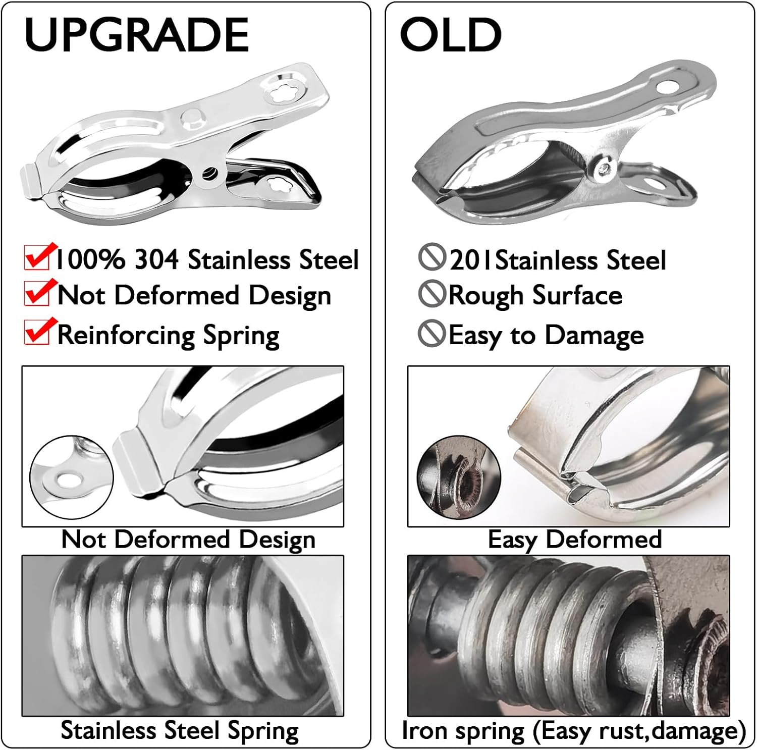 BESTEEL Upgraded 240 PCS Garden Clips, Greenhouse Clamps 100% Stainless Steel Heavy Duty Greenhuose Clips for Netting - Strong Grip to Hold Down Shade Cloth or Plant Cover on Garden Greenhouse Hoops-VerdiqueGarden