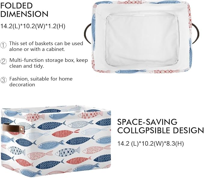 Fish Rectangular Storage Basket Organizer Bin Shelf Baskets For Clothes Gifts For Home Office Dorm-VerdiqueGarden