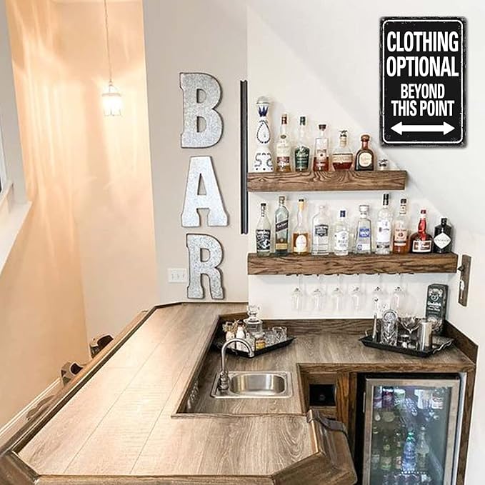 Clothing Optional Beyond This Point Sign Vintage Metal Tin Signs Man Cave Decor Bar Signs Wall Decor For Room Gifts For Men Black Sign 12 X 8 Inch-VerdiqueGarden