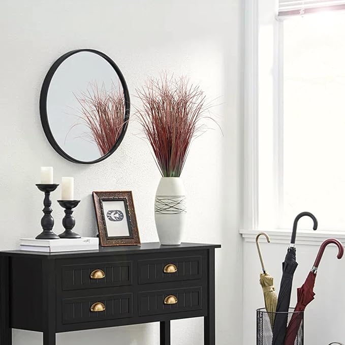 12Pcs Artificial Grass Plants, Faux Shrubs Wheat Grass, Artificial Tall Grasses Fake Plants for Outdoor Decor,Artificial Greenery Stems Weed for Room Indoor Home Decor（Red）-VerdiqueGarden