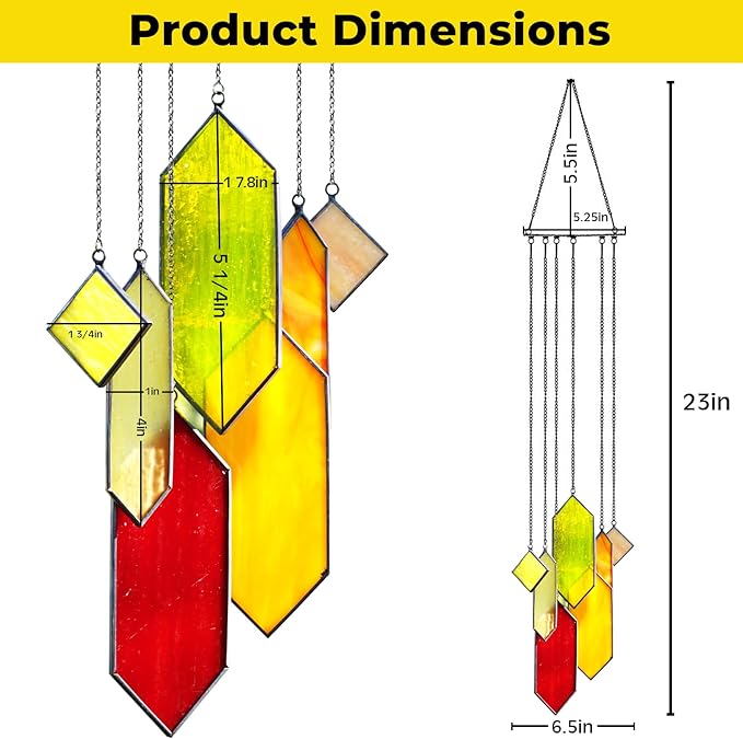 Sensory4U Stained Glass Suncatcher – Element Earth Tones Window Hanging Wall Art – Modern Design Home or Garden Décor – Unique Glass Suncatcher for Window, Porch, or Patio-VerdiqueGarden