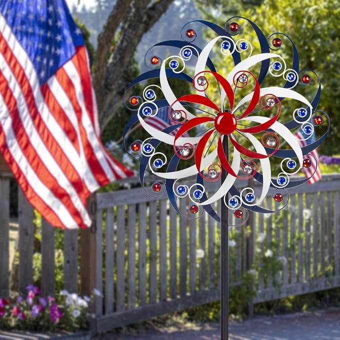 DREAMYSOUL Large Wind Spinners 20" Dia, Metal Patriotic Wind Sculpture Spinner Yard Art for Outdoor Garden Patio Decor-VerdiqueGarden