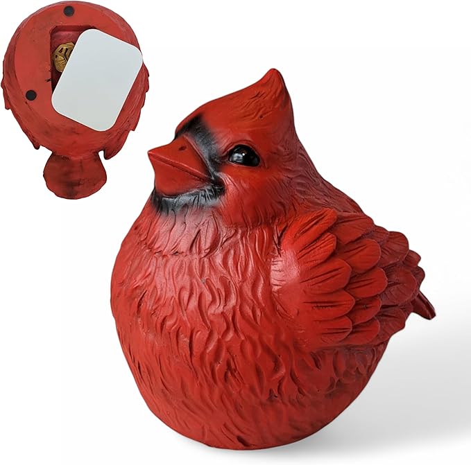 Stocky Cardinal Garden Statue and Key Hider - Hides a Secret Extra Hidden Key Outside in Garden, Yard or Porch-VerdiqueGarden
