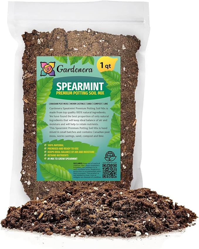 Premium Spearmint Plant Potting Mix - Crafted for Thriving Spearmint Growth and Refreshing Aroma - 1 Quart-VerdiqueGarden