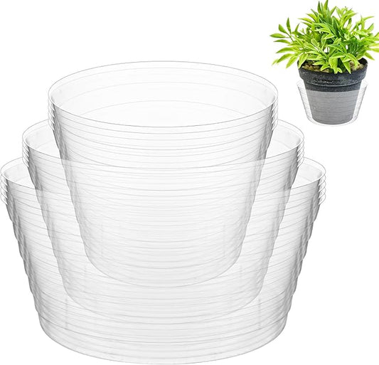 Hoolerry Plastic Plant Saucer Clear Deep Drip Tray Thickened Clear Plant Saucers Trays for Pots Deep Drip Trays for Home Garden Indoor and Outdoor Potted(15 Pcs,4, 6, 8 Inch)-VerdiqueGarden