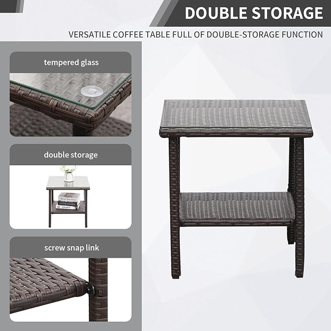 Rocking Chair Outdoor 3 Pieces High-Backed Patio Rocking Chairs Bistro Table and Chairs Set of 2, Royal Blue-VerdiqueGarden