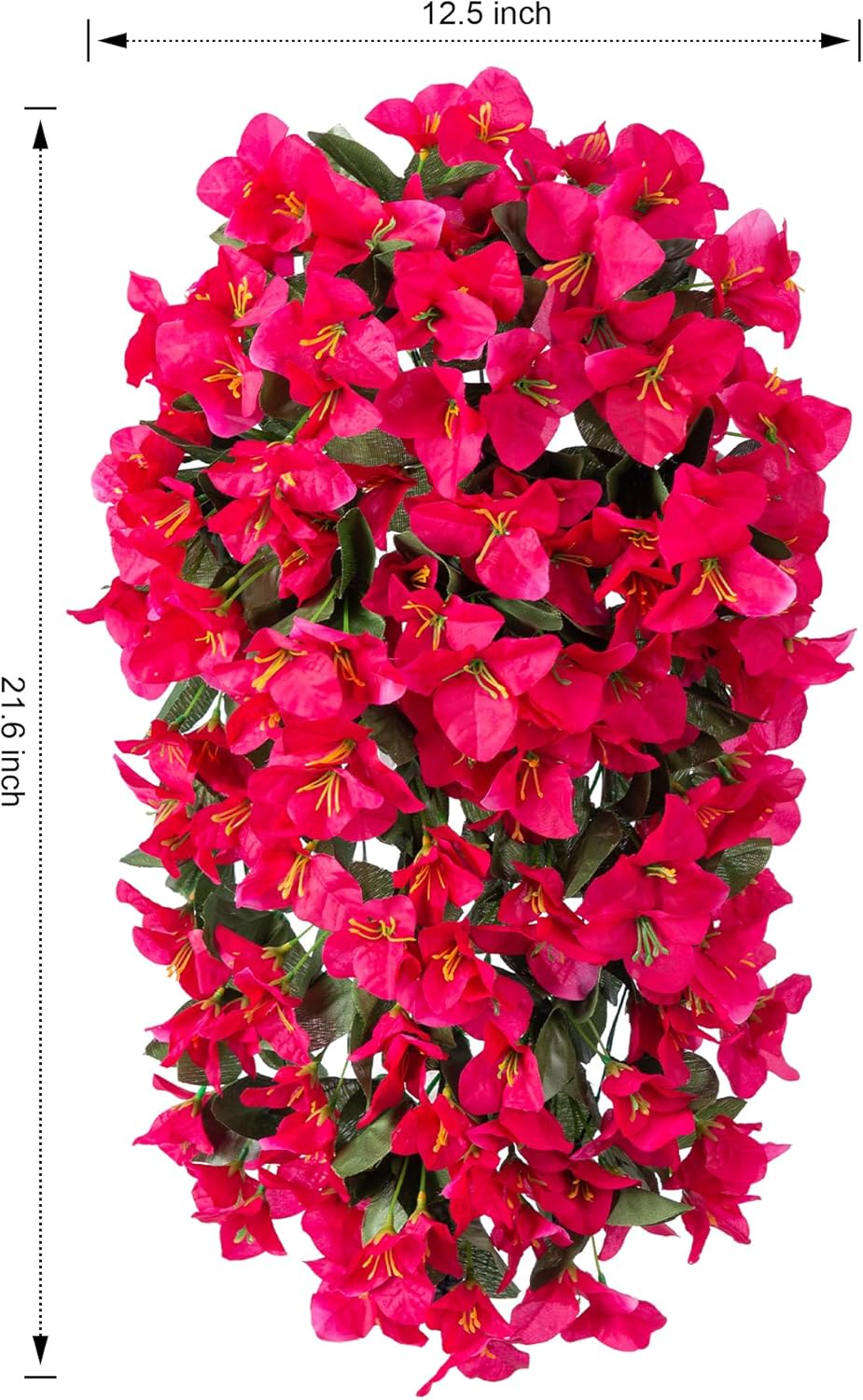 Bougainvillea Artificial Hanging Flowers Plants for Outdoors Decoration, 2pcs Fake Flowers Silk Bougainvillea Vines Realistic UV Resistant Faux Flowers for Planters Porch Patio Urn, Hot Pink-VerdiqueGarden