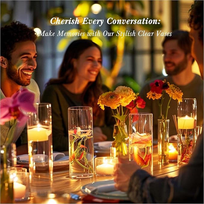 18pcs Glass Vase Cylinder Vases for Centerpieces Small Flower Glass Clear Vases Home Decor Centerpiece Table Flower Vase Decorations for Office Beautification＆Holiday 7.5 Inch Tall-VerdiqueGarden