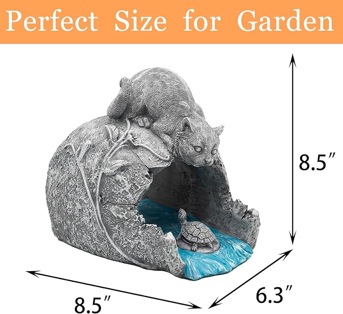 Teaeeno Cat Statues Decor Gutter Downspout Extension Decorative, Animal Statue Outdoor Decor, 3"×4" Rain Gutter Downspout Splash Block, Garden Splash Block Outdoor Sculpture, Rain Downspout Diverter-VerdiqueGarden