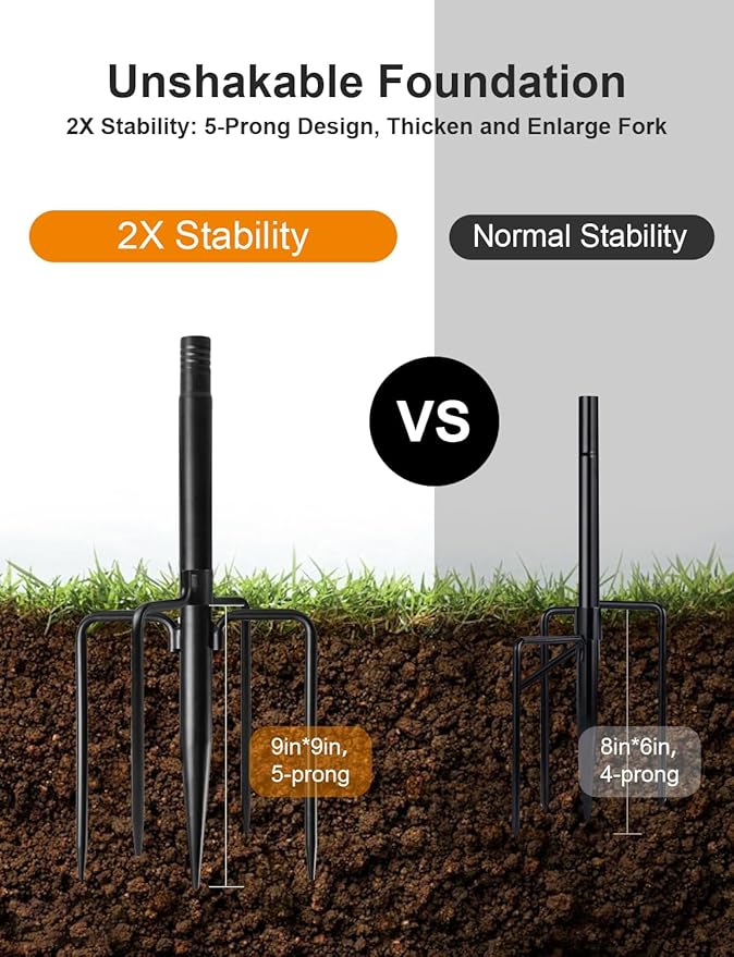 6 Pack String Light Poles for Outside, Thickened Metal Lights Hanger Pole Outdoor with Fork, Lighting Hanging Post Accessories for Patio Decor Garden Backyard Yard Front Porch Outside Decorations-VerdiqueGarden