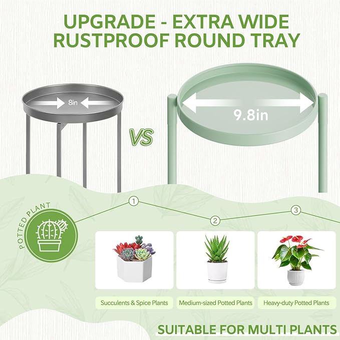 iDavosic.ly 6 Tier Large Plant Stand Indoor, 10 Inch Wide Tall Corner Metal Plant Stands Outdoor for Multiple Plants, Folding Tiered Flower Display Holder Rack Shelf, Light Green-VerdiqueGarden