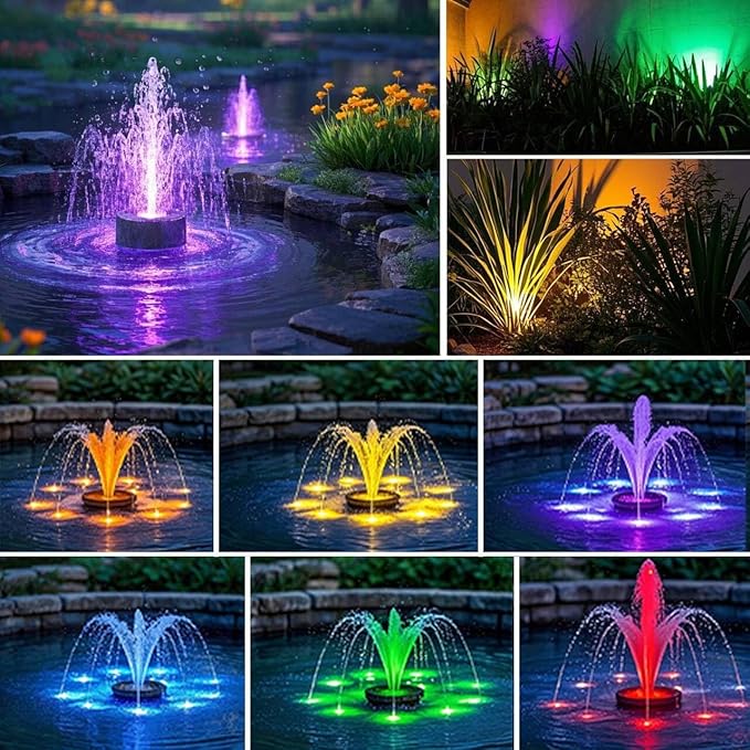 Fountain Lights with Timer, Underwater LED RGB Colored IP68 Waterproof Adjustable Submersible Pond Lights for Fish Pond Garden Lawn Yard Waterfall, 5 Lights in Set-VerdiqueGarden