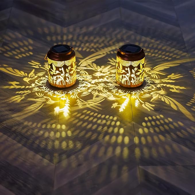 Hummingbird Solar Lanterns Outdoor Waterproof,Metal Garden Decor Hummingbird Gifts Hanging Solar Lanterns Outdoor Lights for Patio, Yard, Poch,Table Birthday Gifts for Women Mom-VerdiqueGarden