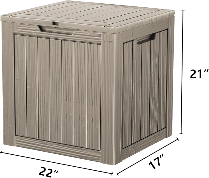 30 Gallon Waterproof Deck Boxes for Outdoor - Compact Resin Patio Storage Boxes, Pool Storage Bin with Lock for Cushions & Tools, UV-Resistant, Slate Grey-VerdiqueGarden