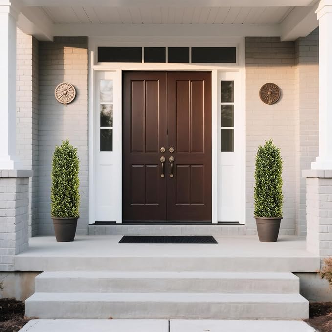 4ft Artificial Boxwood Topiary Trees (Set of 2) - UV Resistant Faux Plants for Outdoor/Indoor, Realistic 48in Fake Bushes and Shrubs for Front Porch, Planter, Patio - Low Maintenance & Evergreen-VerdiqueGarden