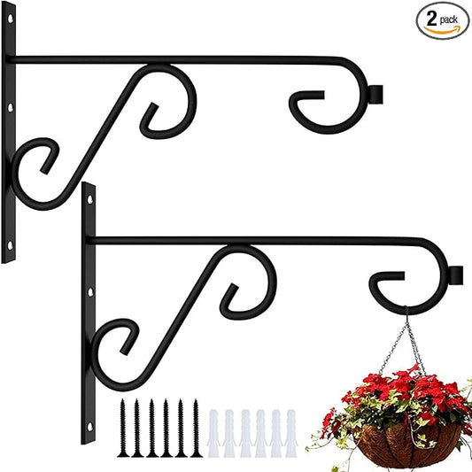 Hanging Basket Hooks 2Pcs Plant Hook,Hanging Plant Hanger Outdoor 9in Metal Plant Bracket for Hanging Flower Baskets,Planters,Lanterns,Wind Chimes-VerdiqueGarden