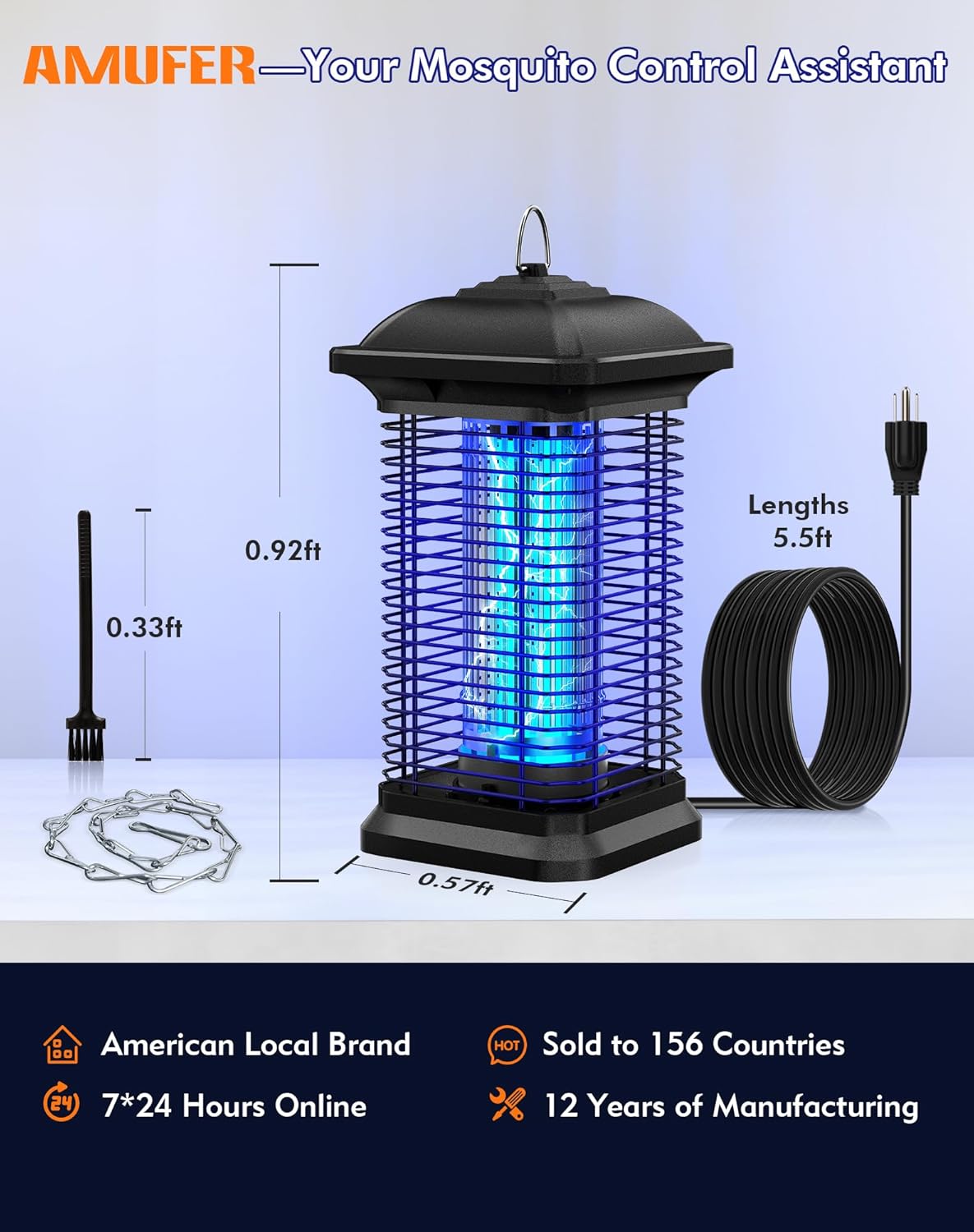 Bug Zapper for Outdoor & Indoor, 1/2 Acre Coverage Mosquito Lamp with 18W Bulb & 4400V High-Voltage, 100% Improvement in Mosquito Control Effect, Electric Fly Trap for Patio, Backyard, Home-VerdiqueGarden