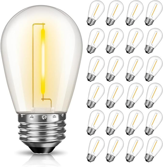 LED S14 Replacement Light Bulbs for Patio String Light, Shatterproof & Waterproof Hanging Light Bulbs for Outdoor String Lights, Dimmable, E26 Base, 24 Pack-VerdiqueGarden