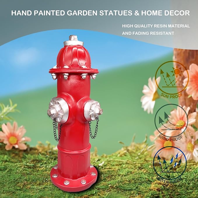 Elenon Garden Fire Hydrant Outdoor Statue Decorative for Dog to Peed on, 14.5" Fire Hydrant Puppy Pee Training Post, Gadrden Yard Lawn Backyard Ornament Decoration Firefighter Gifts for Men-VerdiqueGarden