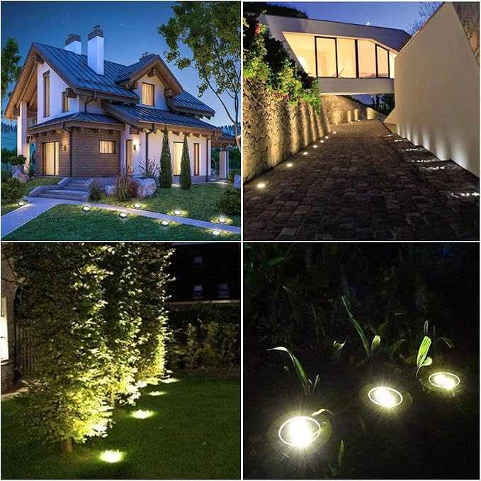 Solar Ground Lights, Waterproof Solar Garden Lights, Upgraded Outdoor Garden Waterproof Bright in-Ground Lights, Landscape Lights for Pathway,Yard,Deck,Lawn,Patio,Walkway (8 Pack Warm Light)…-VerdiqueGarden