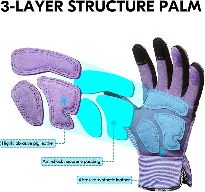 Vgo... Gardening Gloves Ladies,Safety Work Gloves,Touchscreen(Size M,Purple,SL7471)-VerdiqueGarden