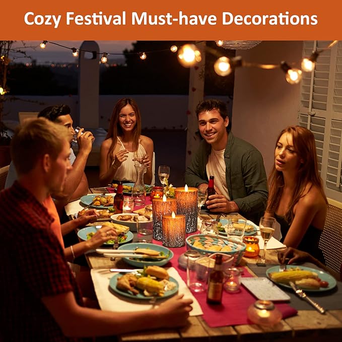 JOSU LED Flameless Candles Pine Bark Effect, Battery Operated Candles with Remote Control, LED Fake Candles, 4" 5" 6" Pack of 3, for Wedding Decor, Table Decor, Home Decoration Gifts (Pine Bark)-VerdiqueGarden