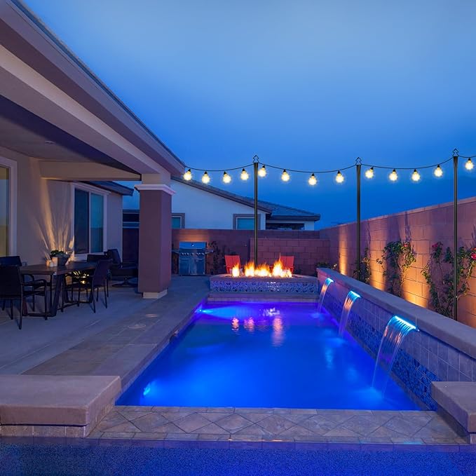 String Light Poles 2 Pack 9.8FT Light Pole for Outside Hanging - Backyard, Garden, Patio, Deck Lighting Stand for OutdoorParties, Wedding-VerdiqueGarden