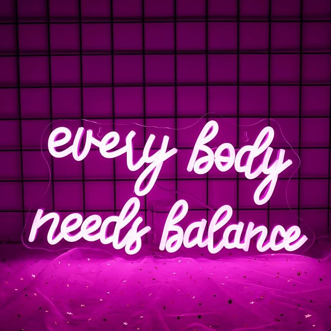 WLHOPE Every Body Needs Balance Neon Sign, Dimmable LED Neon Signs For Wall Decor,Connectivity Via USB Personalized Neon Signs,Spa Salon Led Light, Massage Neon Light, For Bedroom Living Room Decorate-VerdiqueGarden