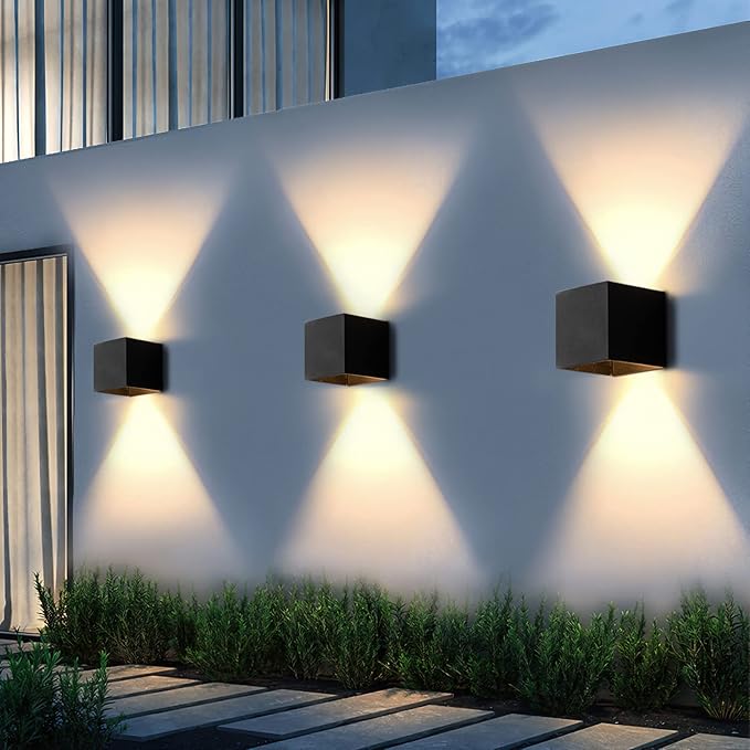 LANFU LED Aluminum Wall Lamp IP65 Waterproof, Black Modern Fashion Square Wall Lamp Wall Type Replaceable Bulb-VerdiqueGarden