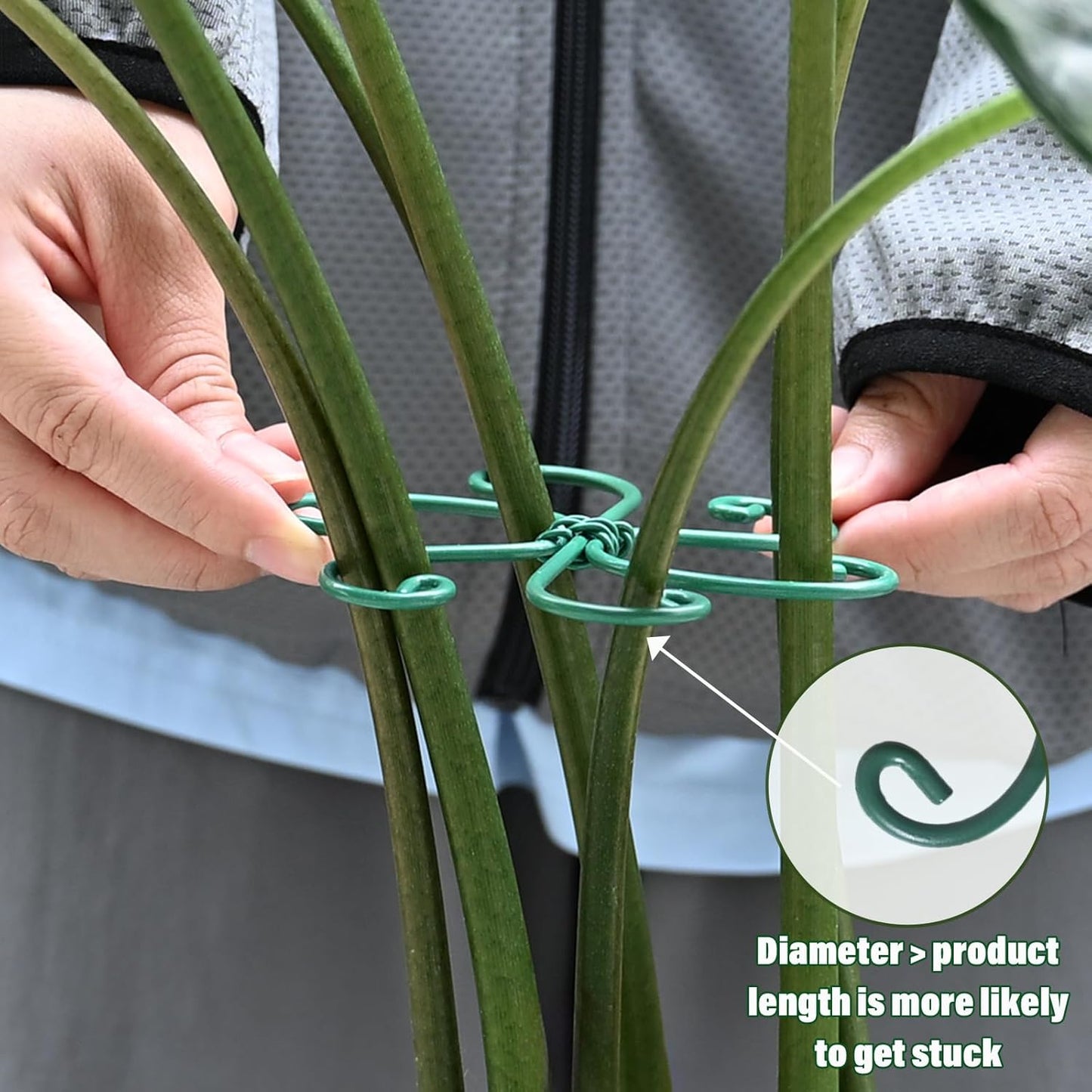 5PCS Monstera Plant Support Hook - 4.1 * 4.4IN, Durable Flexible Stabilizers for Indoor Plants, Metal Stem Supports and Leaf Holders, Easy Tool-Free Operation, Ideal for Fishbone Cactus Care-VerdiqueGarden