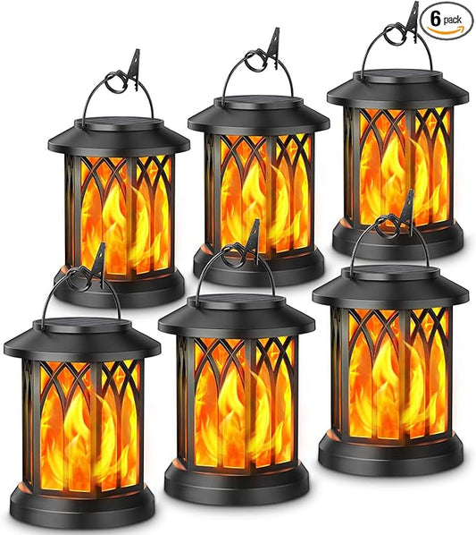 KOOPER 6 Pack Solar Lantern Outdoor Lights, Upgraded Flickering Flame Solar Lanterns Lights Outdoor Waterproof, Hanging Outdoor Solar Lanterns Lights, Solar Powered Lanterns for Yard Garden Decor-VerdiqueGarden