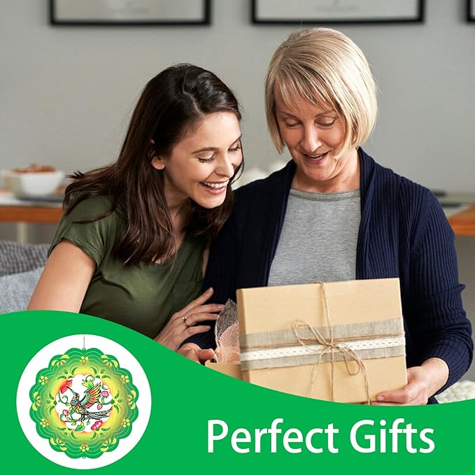 Hummingbird Wind Spinners Metal Hummingbird Gifts for Mom Women Grandma,12inch Hanging Wind Spinner for Outdoor&Indoor Decor Wind Chime Christmas Ornament Gifts for Yard Garden Decoration-VerdiqueGarden