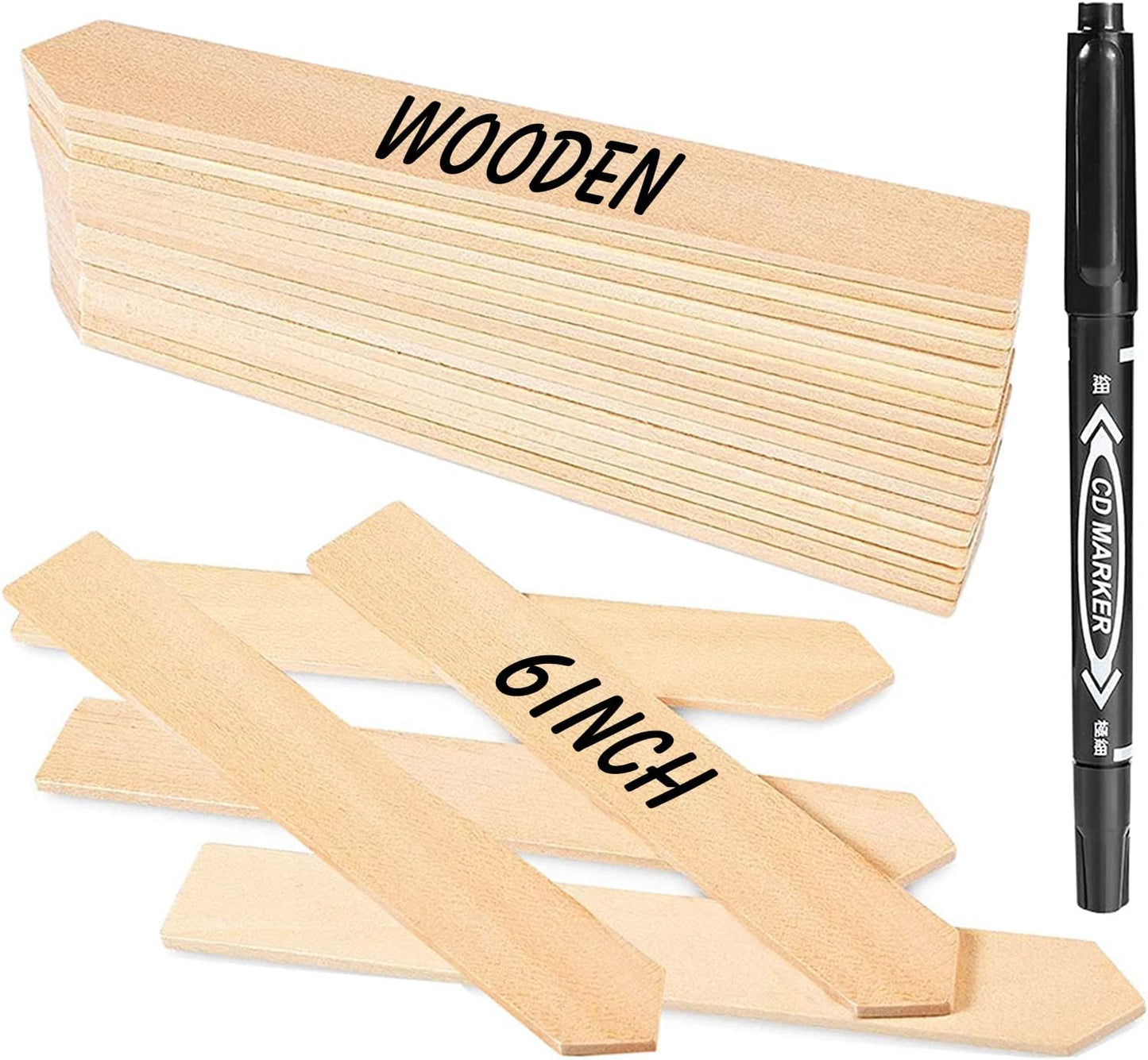 Zkptops 50Pcs Wooden Plant Labels Plant Tags 6 Inch Garden Plants Markers Waterproof Seed Labels Markers Sticks Outdoor Garden Label Stakes Sign Wooden Plants Name Tags for Seedling Vegetables Flower-VerdiqueGarden