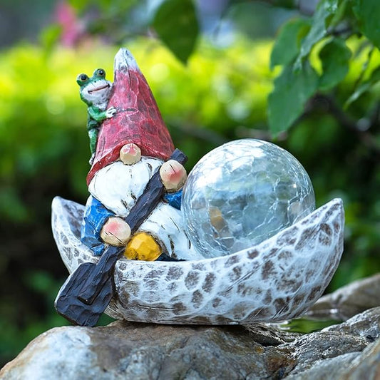 Garden Gnome Statue,Solar Gnomes Figurine,Outdoor Gnome Decor,Gnomes Decorations for Yard with Solar Light,Gnome Sculptures for Patio Lawn Ornaments-VerdiqueGarden