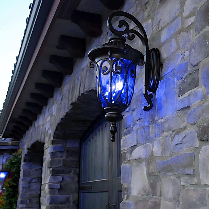 Hompavo 【Upgraded LED Flame Light Bulbs, 3 Modes Flickering Light Bulbs, E12 Chandelier Base Candle Fire Light Bulb for Halloween Christmas Party Porch Indoor & Outdoor Home Decoration, Blue 6 Pack-VerdiqueGarden