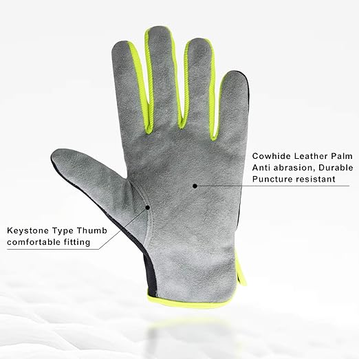 HLDD HANDLANDY 2 Pairs Leather Gardening Gloves for Men, Utility Work Gloves for Gardening, Yardwork, Construction, Mechanics, Great Garden Gifts for Men Women-VerdiqueGarden