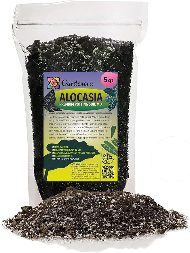 Premium Alocasia Plant Soil Mix by Gardenera - Stimulate Growth and Elevate Leaf Elegance with Nourishing Formula - 5 Quart-VerdiqueGarden
