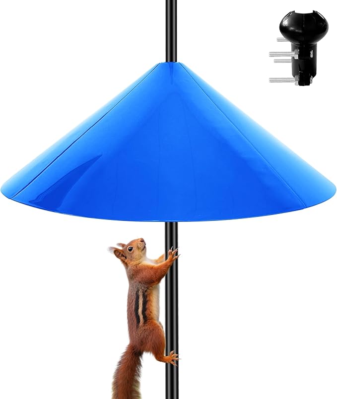 Squirrel Baffle for Bird Feeder Pole, 19 Inch Baffles Guard for Outdoor, Squirrel Proof Bird Feeders Baffle, Shepherd's Hook for Outside (Blue)-VerdiqueGarden