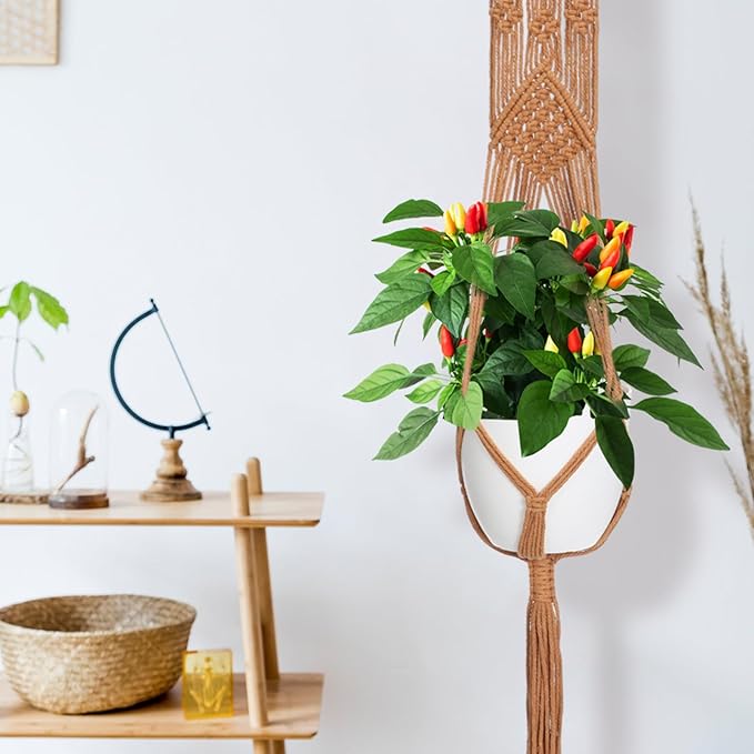 Hoteam 12 Pcs Macrame Plant Hangers Macrame Hanging Planters for Indoor Plants Handmade Boho Hanging Baskets Flower Pots Holder for Outdoor Home Wall Decor-VerdiqueGarden