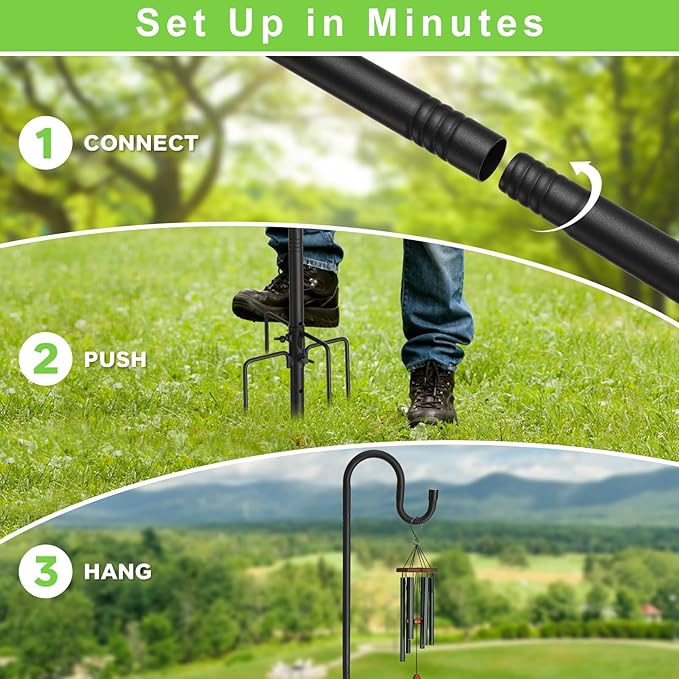 Shepherds Hooks, 78" Bird Feeder Pole for Outdoor, 4/5” Thick Hummingbird Feeders Stand Heavy Duty, Hanging Plant Hanger Stake with 5-Prong Base, Metal Shepard Stick-VerdiqueGarden