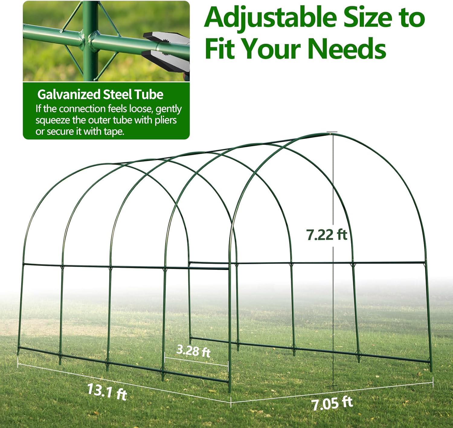 Large Garden Support Arch Frame for Climbing Plants, 13.1 x 7.05 x 7.22 ft Heavy Duty Plant Climbing Arbor Arch, Multi-Purpose Support Frame for Vines, Weddings & Backyard Decoration-VerdiqueGarden