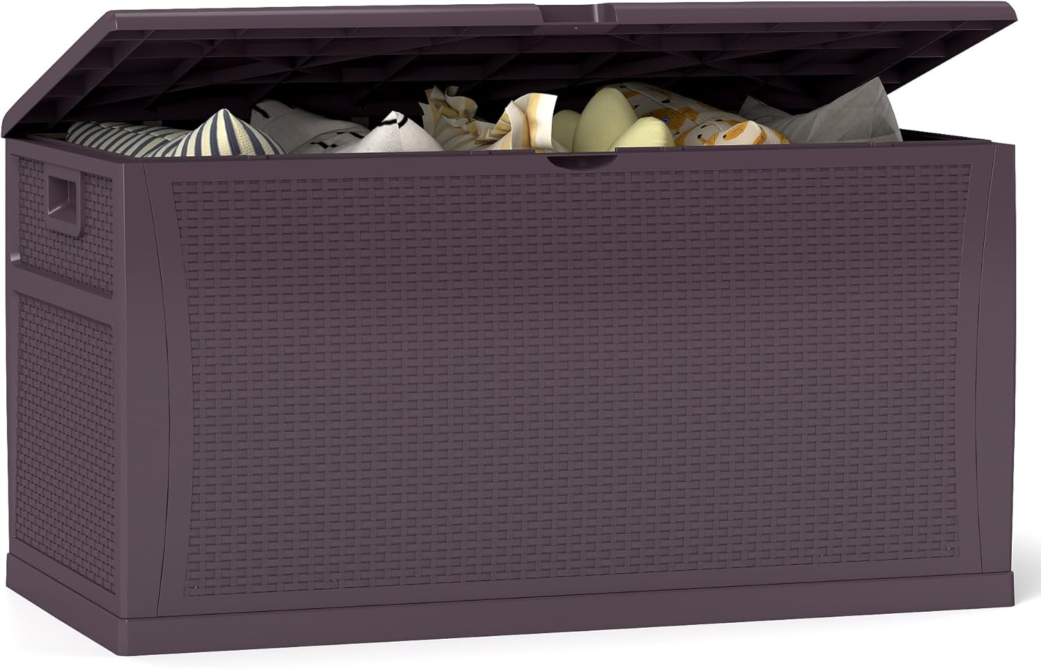 125 Gallon Resin Deck Box, Weatherproof Outdoor Storage Box for Patio, Garden, Pool, and Yard, Lockable Waterproof Bin for Tools, Cushions, and Accessories, Brown-VerdiqueGarden