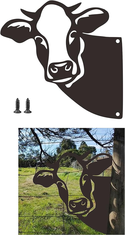 Cow Metal Art Farm Garden Decor Garden Fence Decoration Outdoor Decoration for Farmhouse Yard Lawn-VerdiqueGarden