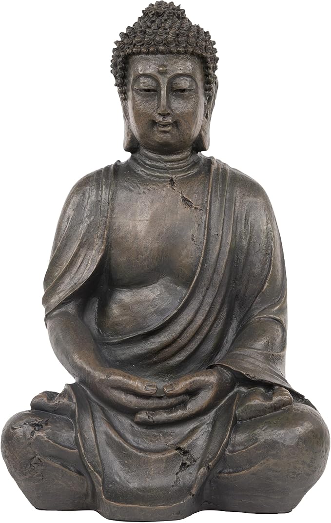 Alpine Corporation 15" Tall Indoor/Outdoor Meditating Buddha Statuary Décor-VerdiqueGarden