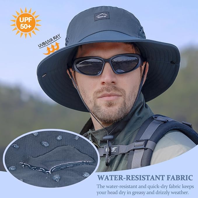 Fishing Hat, UPF50+ Wide Brim Sun Hat for Men Women, UV Protection Hiking Beach Bucket Hats Summer Safari Hat-VerdiqueGarden