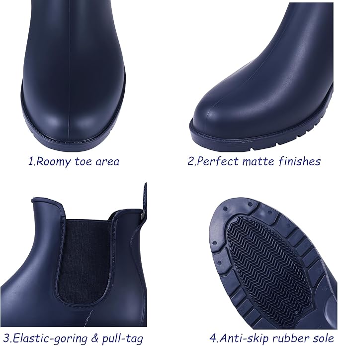 Asgard Women's Ankle Rain Boots Waterproof Chelsea Boots-VerdiqueGarden