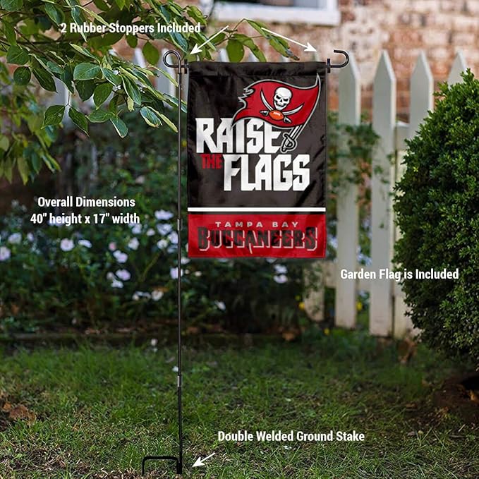 WinCraft Tampa Bay Buccaneers Raise The Flags Garden Flag and Pole Stand Holder-VerdiqueGarden