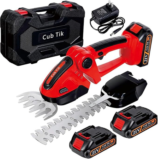 Hedge Trimmer Cordless 2 in 1 Handheld Grass Shears Mini Shrubbery Grass Cutter Electric Brush with Battery and Charger (Mordern)-VerdiqueGarden