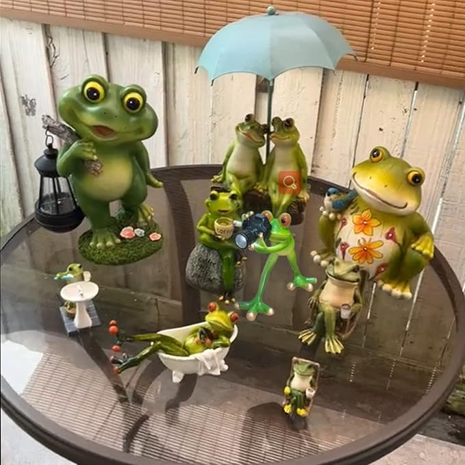 Outdoor Decor Garden Frogs Outdoor Decor Frog Gifts,Paparazzi Camera Decor,Frog Statues for Garden Frog Resin Crafts for Shelves Table Desk Decor-VerdiqueGarden