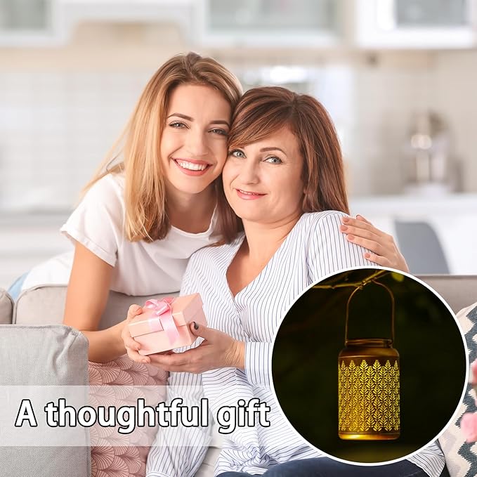 Solar Lanterns Outdoor Waterproof - Birthday Gifts for Women, Men, Mom, Mothers Day Gifts, Solar Lights Outdoor Hanging Garden Decor for Outside, Patio, Outdoor, Yard, Lawn, Balcony Grass-VerdiqueGarden